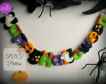 Felt Happy Halloween Garland PDF Pattern: Letter Banner Instructions (Digital Download)