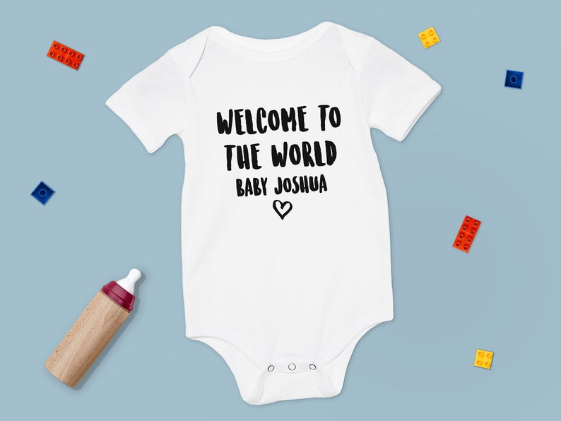 personalised welcome to the world baby grow