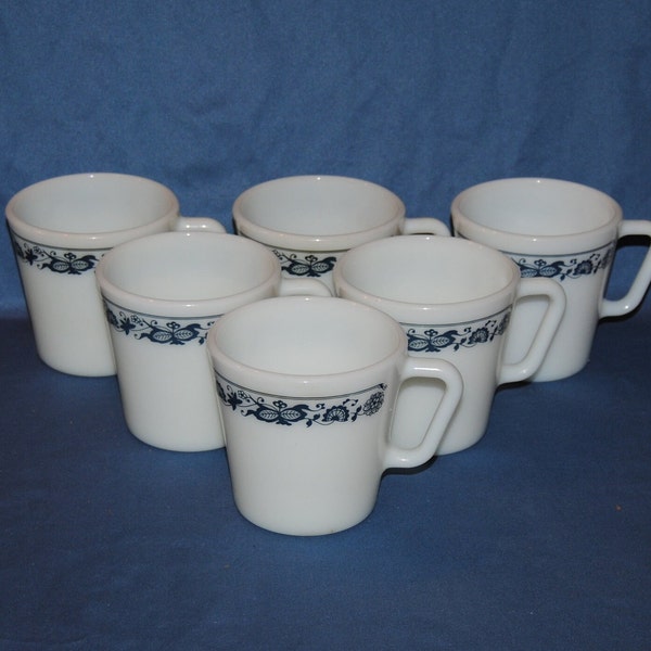 Set of 6 Vintage Pyrex Milk Glass Coffee Cups