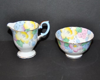 Beautiful Vintage, Crown Staffordshire, Fine Bone China Creamer And Sugar