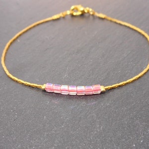 Bracelet minimaliste doré, perles à choisir Rose