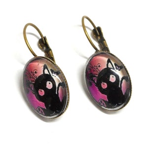 Your choice of bronze cat sleeper earrings
