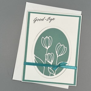 Cartes faites main, au revoir et bonne chance avec sentiment, pour la famille et les amis. Un assortiment de techniques utilisées pour créer, unique en son genre