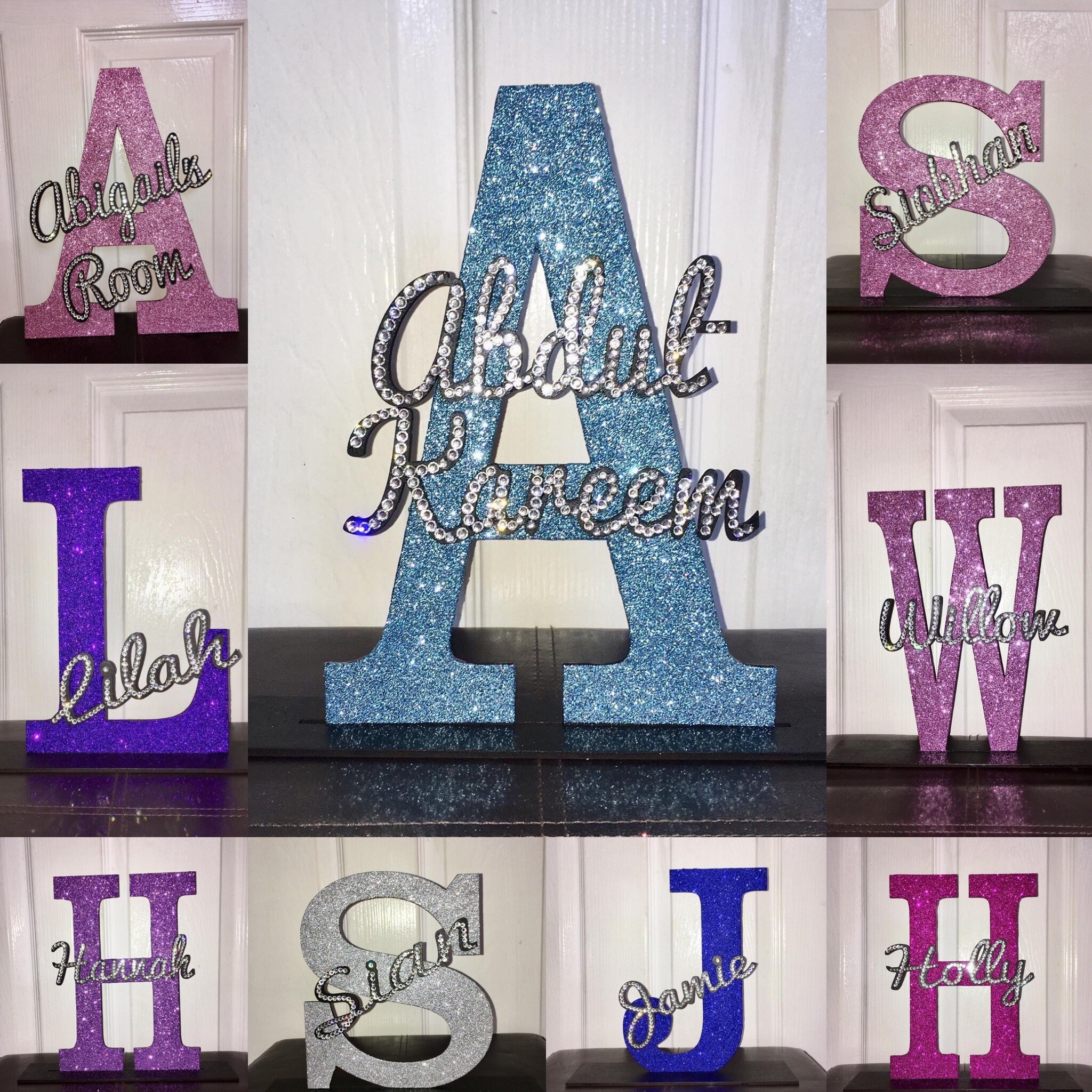 Bling glitter personalised name letter sign Etsy