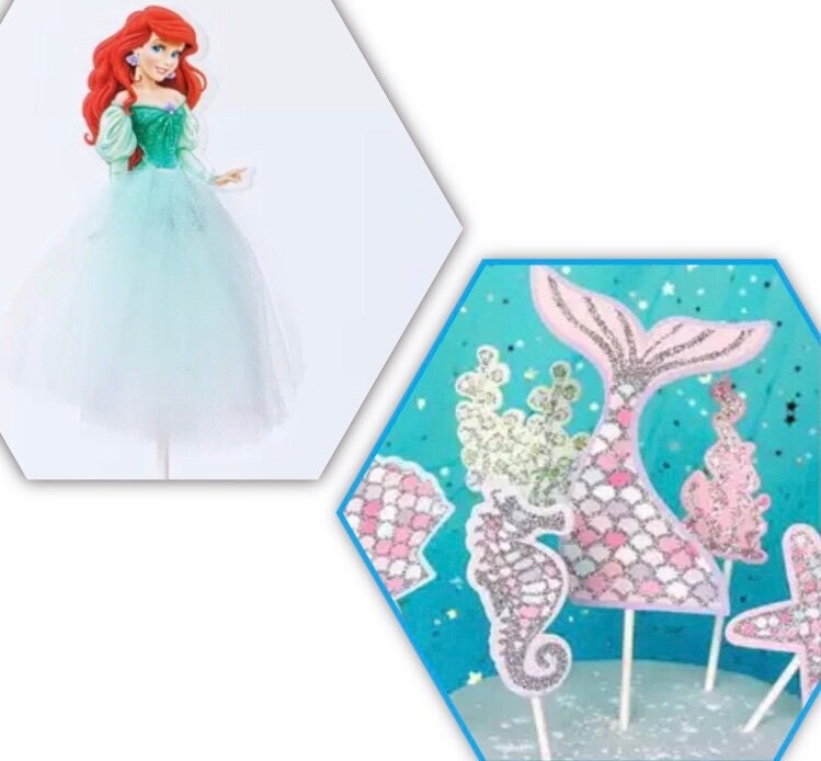 Mermaid Ariel Like Character Pink and Green with 6 Piece - Etsy México