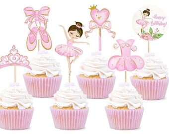 7 Piece Ballet Dancer Birthday Cake Toppers