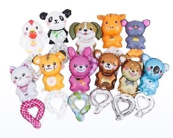 16 pcs Mix - Mini Animal Wrist Balloons - Parties, Birthday's