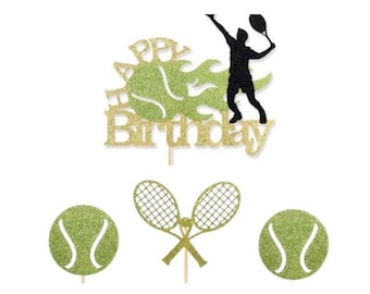 7 Piece Happy Birthday Tennis Cake Topper Set #tennis