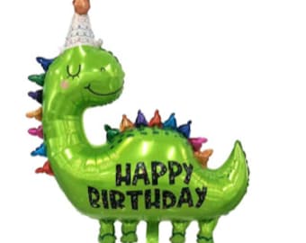 Large Cute Happy Birthday Dinosaur Foil Balloon