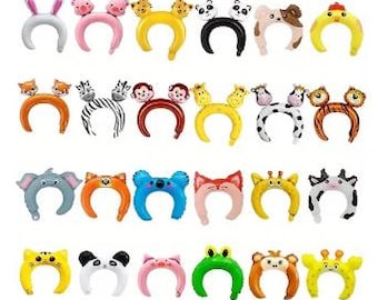 Children's Inflatable Animal Balloon Headbands- Jungle , Safari . Party Bags/ Parties/ Birthdays