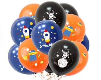 12 Pcs Space Balloons-  Astronaut, Rocket Balloons, galaxy