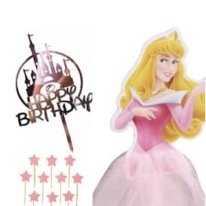 Sleeping Beauty/ Princess Aurora  like Cake Toppers- Happy Birthday Balloons add ons