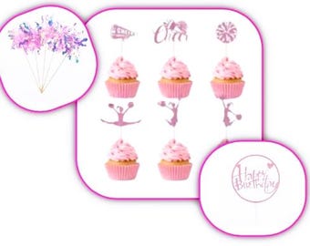 15 Piece Cheerleading Happy Birthday Cake Topper Bundle -#Cheerleading #Birthday #Girls