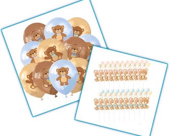 Teddy Bear Balloons With Cake Toppers and Large Happy Birthday Bear Options #Teddybear #bearballoons #bearcaketoppers