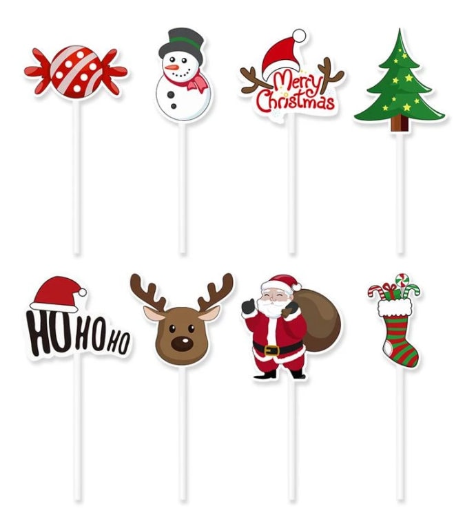 24pcs Christmas Cupcake Toppers - Santa, Reindeer, Snowman & Tree Toothpick Picks For Holiday Parties - View #9