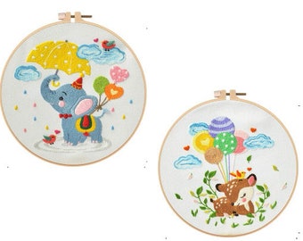 Elephant and Fawn Embroidery Kits