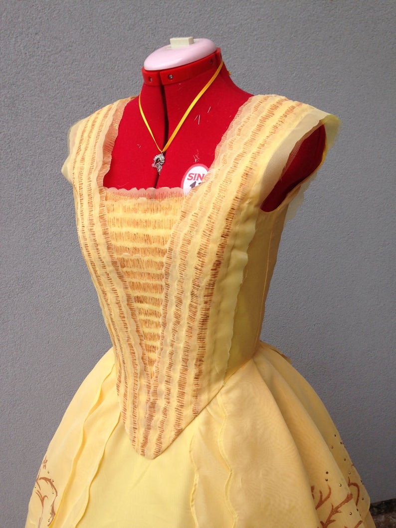 Belle Beauty And The Beast Movie Yellow Gown Costume Etsy Hong Kong