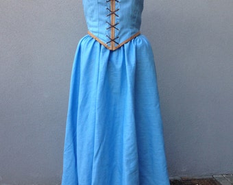 blue dress belle once upon a time Belle Once Upon a Time Costume Cosplay Blue Dress OUAT