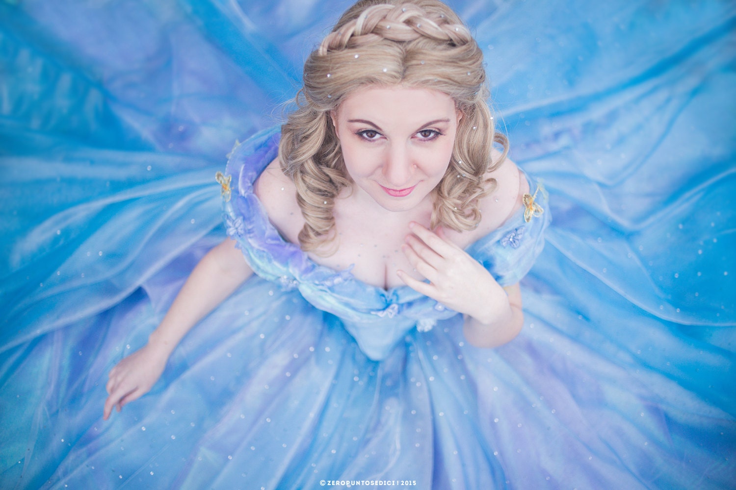 cinderella 2015 blue dress Cinderella Blue Ball Gown Evening Dress Cinderella Size 4 / White