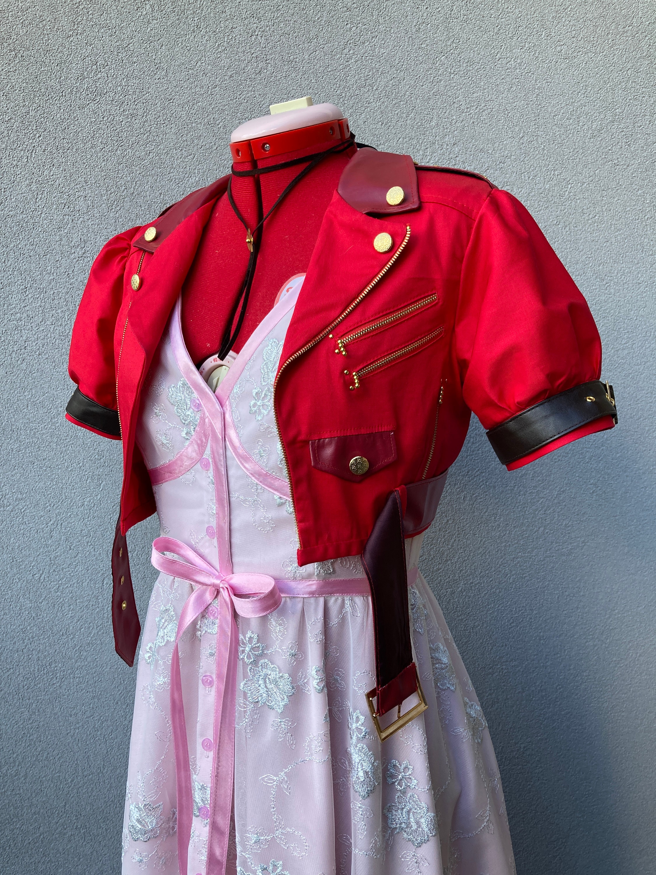strapless open back dress Final Fantasy VII FF7 Aerith Gainsborough Cosplay Costume