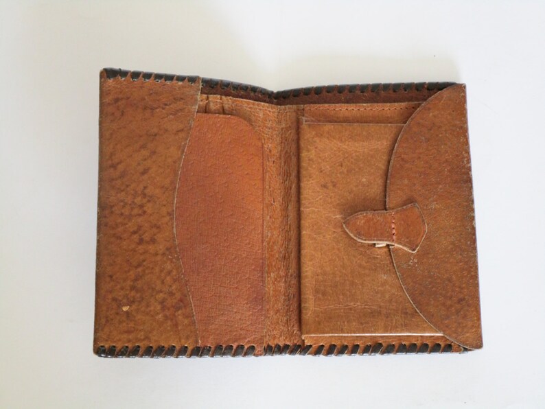 Luxury gift Handmade portfolio Vintage leather brown purse Folding billfold Small wallet Vintage leather folder