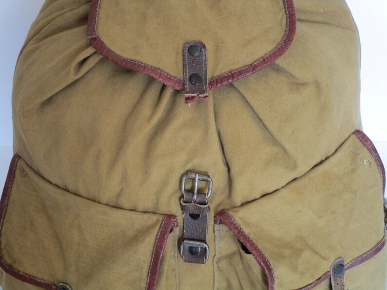 Vintage Military Canvas Backpack Distressed Washed Out Etsy