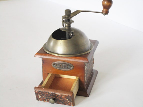 Shabby Chic Coffee Grinder Vintage French Coffee Grinder French Country Kitchen French Coffee Mill Wood /& Brass Coffee Grinder