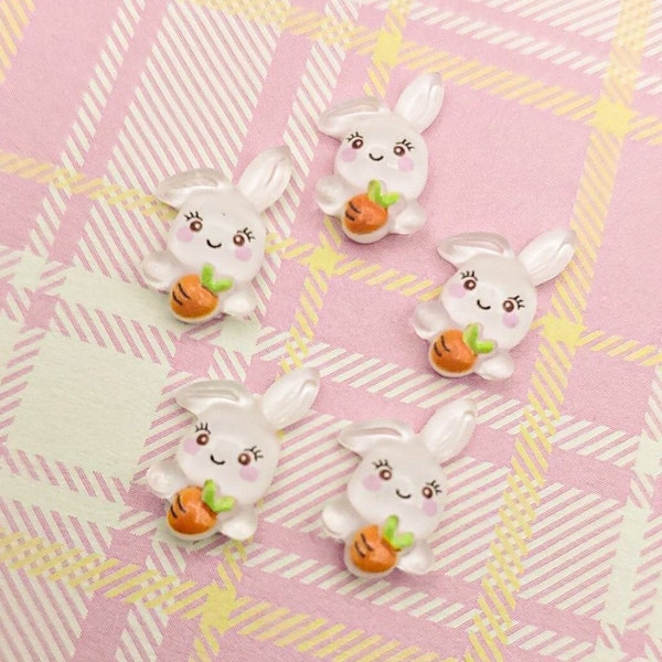 Cute Bunny with Carrot Nail Charm (size: 0.56x0.36 inches)