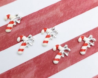Candy Cane Nail Charm (tamaño: 11mmx8mm)