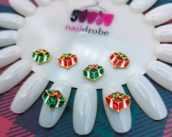 Present Gift Box Nail Charm (tamaño: 10.9mmx8.8mm)