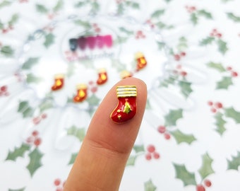 Amuleto de uñas de medias de Navidad (tamaño: 10mmx8mm)