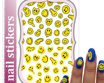 Warped Smiley Face Nail Stickers