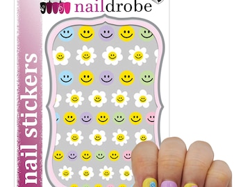 Smiley Face Daisy Nail Stickers