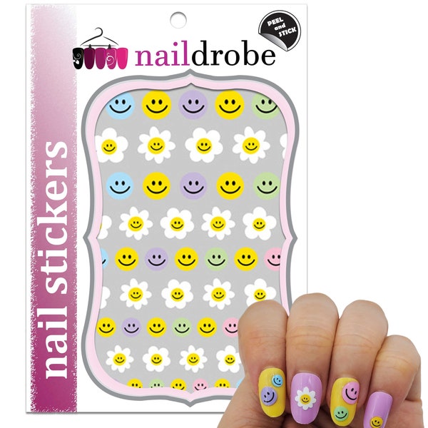 Smiley Face Daisy Nail Stickers