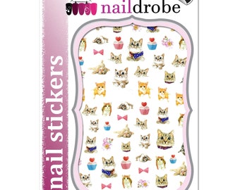 Etiquetas engomadas del clavo del gato del gatito dulce