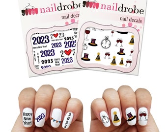 2023 New Year's Nail Decals (Waterslide Nail Decal)- Set of 2