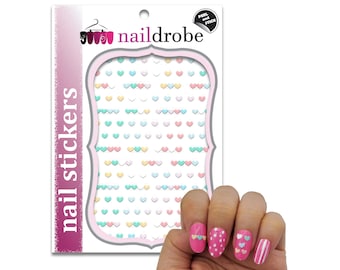 Pegatinas de uñas de corazón pastel en 3D