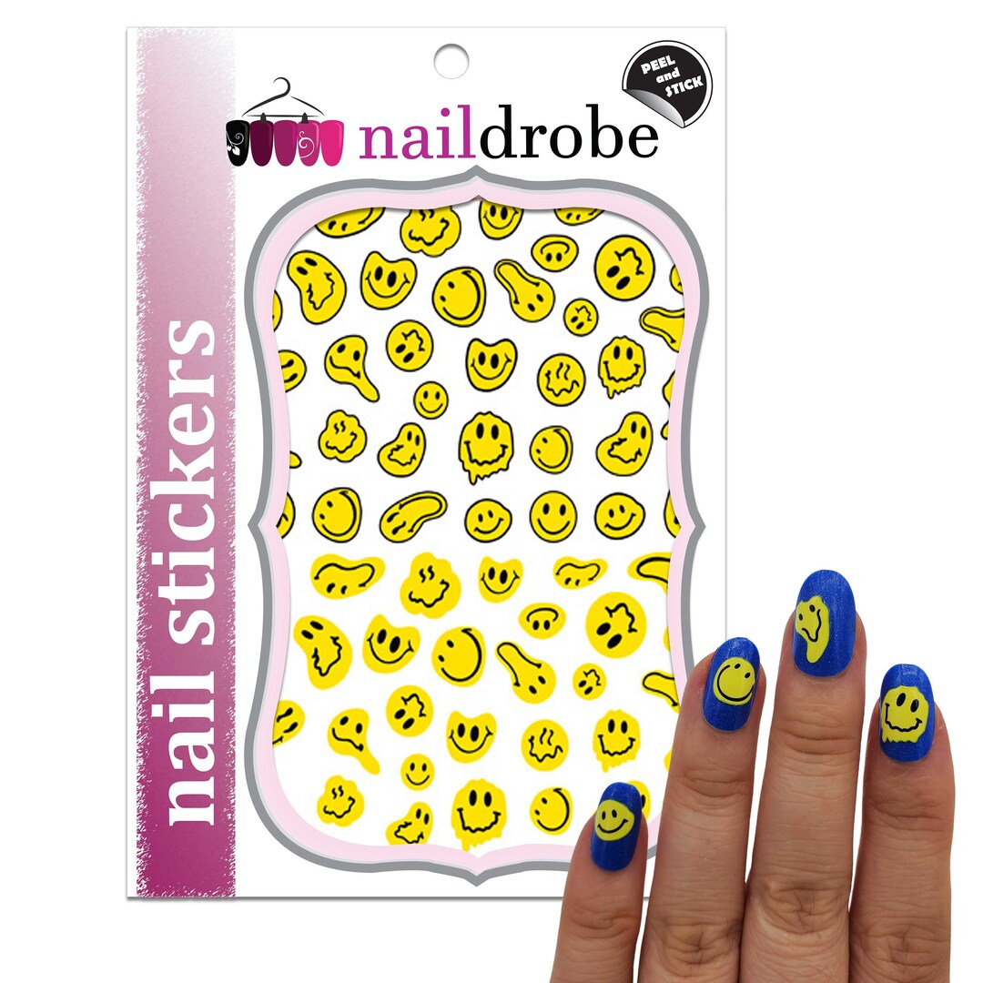 Warped Smiley Face Nail Stickers - Etsy