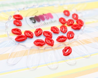 2 pcs Red Lip Nail Art Charm (size: 11.3mmx7.6mm)