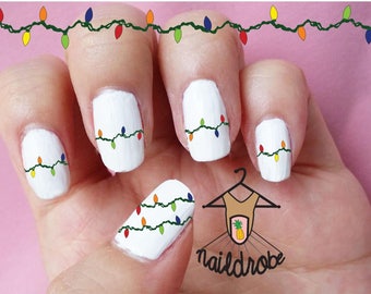 Christmas Lights Nail Decals  (Waterslide Nail Decal)