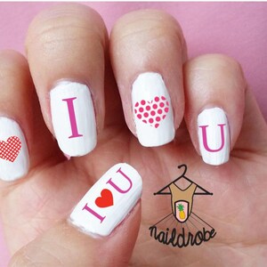 30 Patterned Heart Valentine Love Nail Decals  (Waterslide Nail Decal)