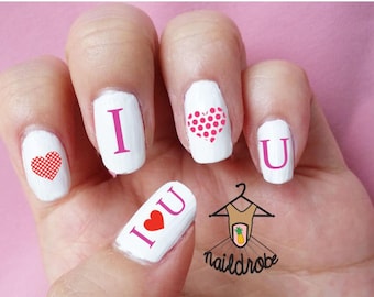 30-gemustertes Herz Valentinstag Liebe Nagelabziehbilder (Waterslide Nagel Aufkleber)