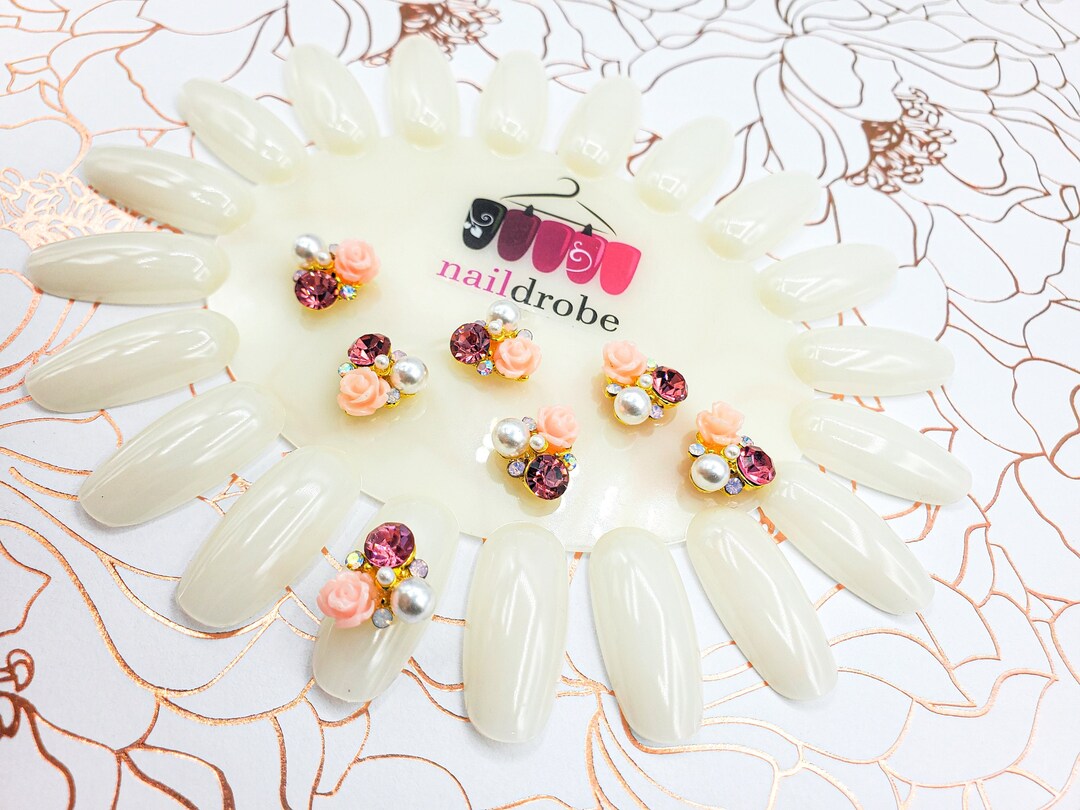 2 Pcs Pink Rose Cluster Nail Art Charm (size: 11mmx10mm) - Etsy