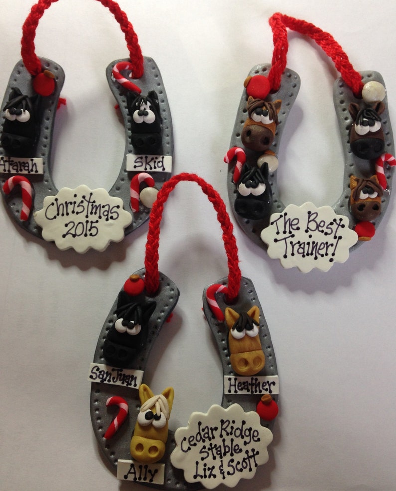 Horseshoe Ornament Personalized Horse Ornament Polymer Clay Etsy