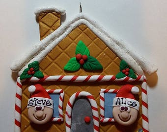 Polymer Clay Gingerbread House Family Tree Christmas Ornament Family Ornament
