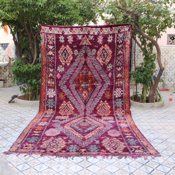 Vintage Large Moroccan Rug - Colorful Handmade Wool Rug with Tribal Design, Perfect for Bohemian Living Room Decor
