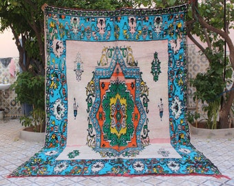 MOROCCAN RUG, Berber Handmade Boho Bohemian Vintage Colorful Boujad Beni Runner Moroccan Berber Custom Rug