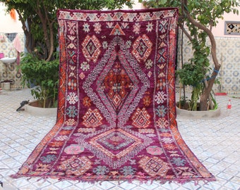 Vintage Large Moroccan Rug - Colorful Handmade Wool Rug with Tribal Design, Perfect for Bohemian Living Room Decor