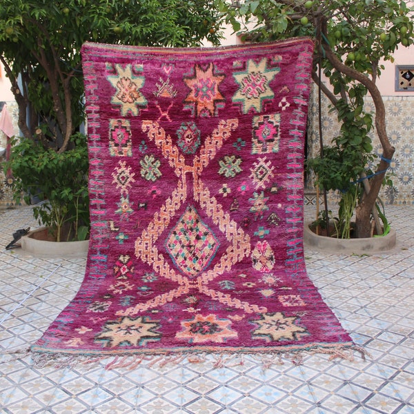 MOROCCAN RUG, Colorful Boho Antique Wool Ouarain Beni Vintage Custom Handmade Antique   Berber Turkish Wool Carpet,