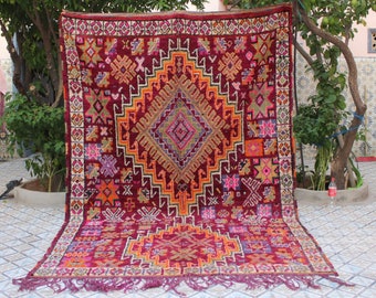 MOROCCAN RUG, Colorful Boho Antique Wool Ouarain Beni Vintage Custom Handmade Antique   Berber Turkish Wool Carpet,